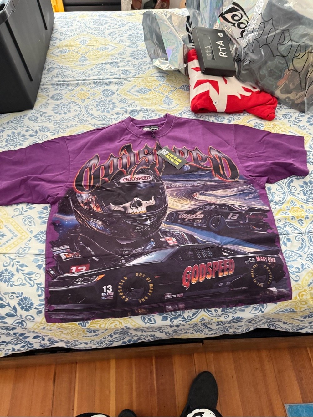 Godspeed Men’s Purple Racing Tee Shirt - Skull Label
